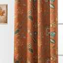 Burnt Orange Boho Curtains Blackout 84 Inch Long, Terracotta Floral Patterned Bohemian Curtain, Retro Vintage Drapes for Living Room Bedroom 2 Panels