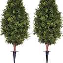 3FT Artificial Boxwood Bush Topiary Tree UV Resistance Rated with Spike. Easy to Push in The Ground.Plant Looks Great in a Planter Anywhere. Indoor/Outdoor Decor 2 Pack