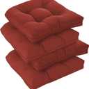 downluxe Outdoor Chair Cushions Set of 4 for Patio Furniture, Water Resistant Tufted Overstuffed Patio Furniture Cushions, Thick Outdoor Seat Cushion, 19" X 19" X 5", Brick Red
