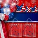 Kosiz 24 Pcs Patriotic Gift Bags Patriotic Party Favors Red White Blue American Star Clear PVC Gift Bags, Memorial Day Independence Day 4th of July with Handle for USA Party Supplies