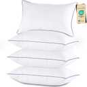 JOLLYVOGUE Pillows Queen Size Set of 4, Washable Supportive Bed Pillows with Super Soft Down Alternative Fill, Luxury Fluffy Hotel Quality for Side, Back, and Stomach Sleepers