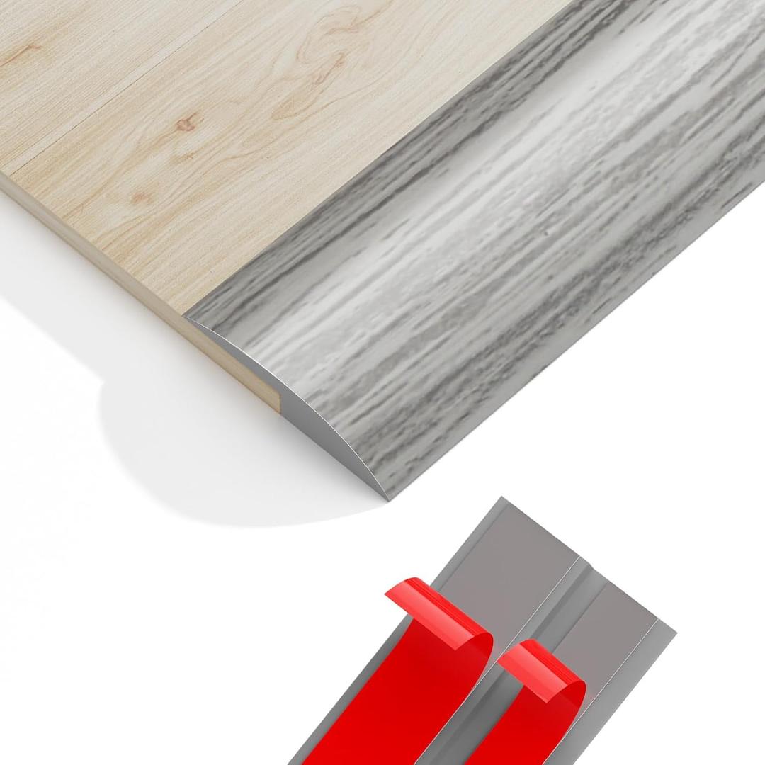 Floor Transition Strip Vinyl Door Threshold Ramps for Doorways, Self Adhesive Carpet Edge Trim - Rubber Threshold Strip, Wheelchair Ramp, Floor Trim Strip, Heights Within 5MM (39 inches, Gray Forest)