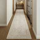 Light Brown Runner Rug 2'x10' Hallway Machine Washable Kitchen Vintage Distressed Non Slip Long Carpet Indoor Retro Floral Bedroom Accent Throw Rug for Bathroom Office Laundry Dining Room