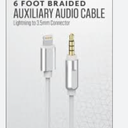 Acoustix™ 3.5mm to Apple Lightning Braided Auxillary Cable - White, 6 ft