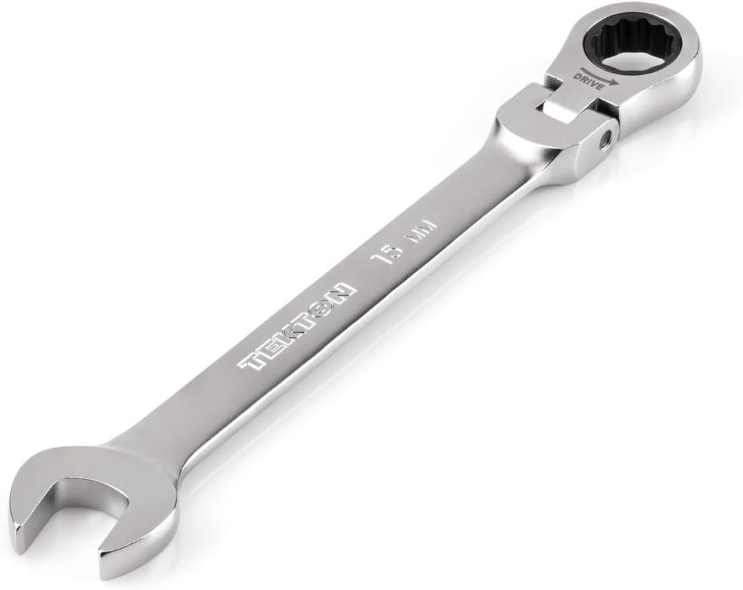 TEKTON 15 mm Flex Head 12-Point Ratcheting Combination Wrench | WRC26415