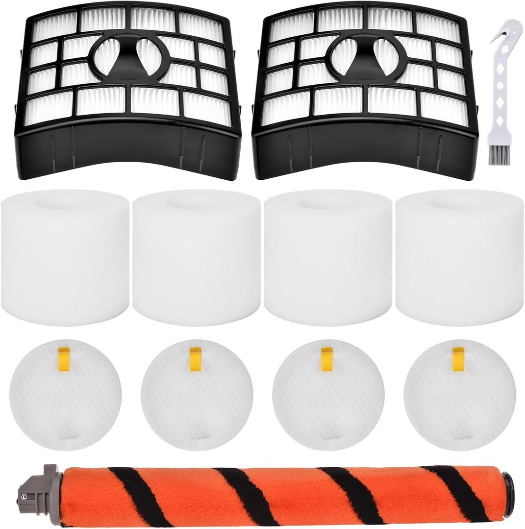 Replacement Filters & Roller Brush Kit for Shark APEX DuoClean Lift-Away Vacuum AZ1000 AZ1002 AZ1000W AX950 AX951, 2 Filters, 1 Brush, 4 Foam & Felt Filters, Part # XFF650 & XHF650 & 1173FT950