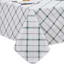 Heavy Duty Vinyl Tablecloth with Flannel Backing Waterproof Oil-Proof Plastic Table Cloth Stain-Resistant Wipeable Rectangle or Square Table Cover for Indoor and Outdoor (Green Plaid,52x70 Inch)
