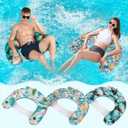 3 Pack Pool Chair Float, Inflatable Pool Floats Lounger with Cup Holders, Floating Pool Chair Floaties for Adults Summer Sunbathing Swimming Pool Party Beach Water Fun, OKPF-0001
