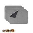 Guinea Pig Cage Liner, 4 Pack - Washable, Reusable, Leakproof Fleece Bedding Pads for Small Animals with Anti-Slip Bottom - for Midwest Kitchen/17''X23'' Area, Gray