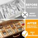 SpaceAid Bamboo Drawer Dividers with Inserts and Labels, Kitchen Adjustable Drawer Organizers, Expandable Organization for Home, Office, Dressers, 7 Dividers with 15 Inserts (17"-22" Natural)
