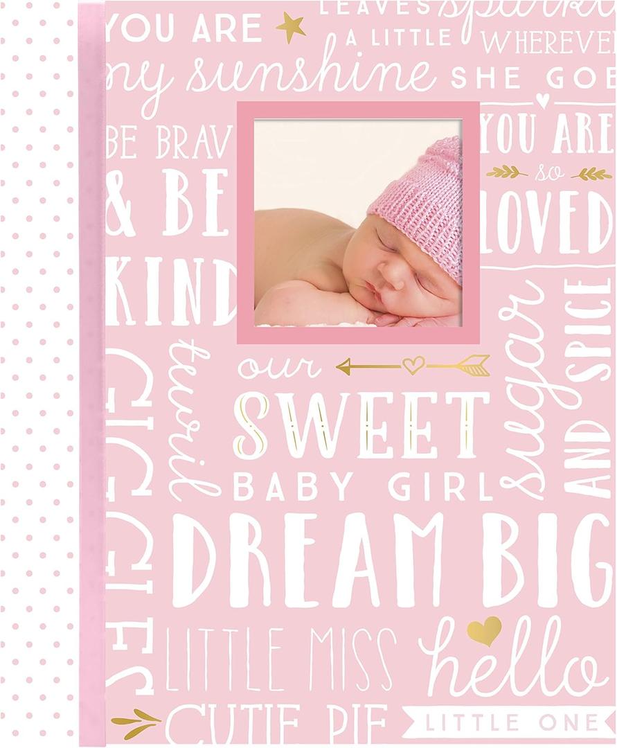 Lil' Peach Dream Big Baby Memory Book, Pink Guided First 5 Years Baby Journal and Photo Album with 46 Acid-Free Fill-In Pages