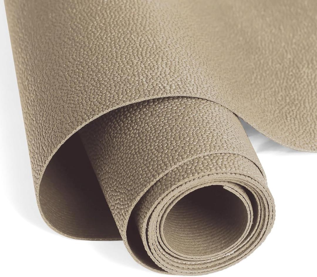 WochiTV Shelf Liner for Cabinets, Drawer Non Adhesive Non Slip Foam Mat for Kitchen, Pantry, Bathroom, Cupboard, Garage, Closet, Shelves, Drawer, Tool Box, Tan 11.8 x 236 inches