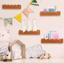 4 Set Scalloped Wall Basket Shelf Nursery Classroom Book Shelves for Wall Rattan Shelf Woven Floating Shelves Boho Farmhouse Decor Scalloped Shelves Book Display Toy Storage