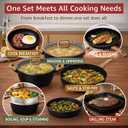 Bazova 23-Piece Pots and Pans Set Non Stick,Titanium Ceramic Cookware Set Non Toxic,Long-Lasting,PFAS Free,Induction Compatible,Complete Kitchen Set with 3 Frying Pans for All Cooking needs (Black)