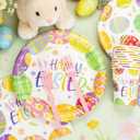 125PCS Easter Plates and Napkins Set, Colorful Egg Bunny Pattern Disposable Paper Plate Cups Forks Napkins for Easter Party Decorations, Serve for 25 Guests (Easter Egg)