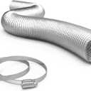 TerraBloom 4 Inch Aluminum Flex Duct - 25 FT Long, Flexible Ducting with 2 Clamps, 3 Layer HVAC Ventilation Air Hose - Great for Dryer, Grow Tent, Green Houses, Household HVAC Venting