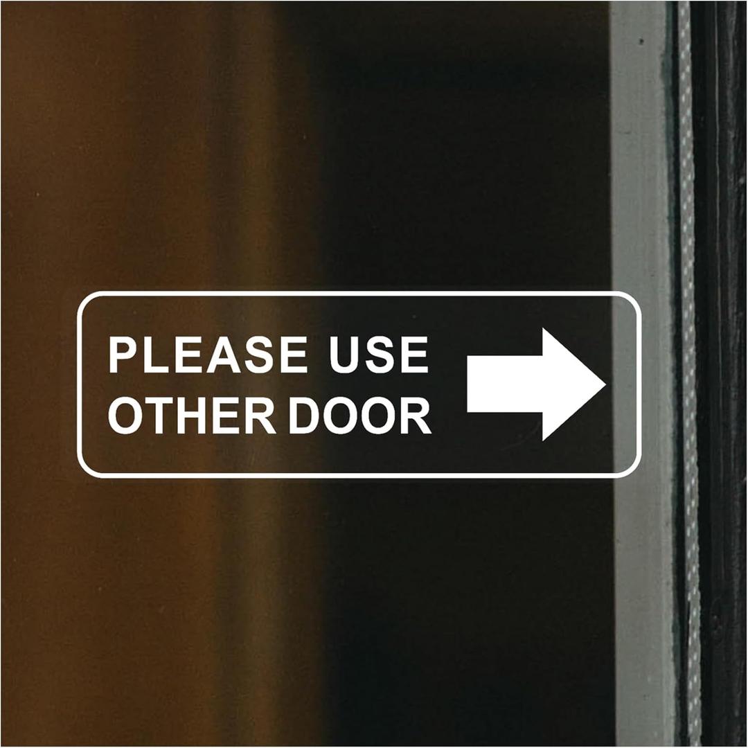 Please Use Other Door for Business Sign 12x4 Inch Sticker Left Right Arrow Sticker Sign for Door Office Waterproof UV Proof Decal 4 Pack