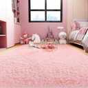 Ophanie Pink Rug 36"*58" for Bedroom Girls, Kids Fluffy Kawaii Fuzzy Shag Circle Circular Area Rugs, Cute Plush Christmas Small Carpet, for Teen Baby Nursery Home Living Room Decor Aesthetic