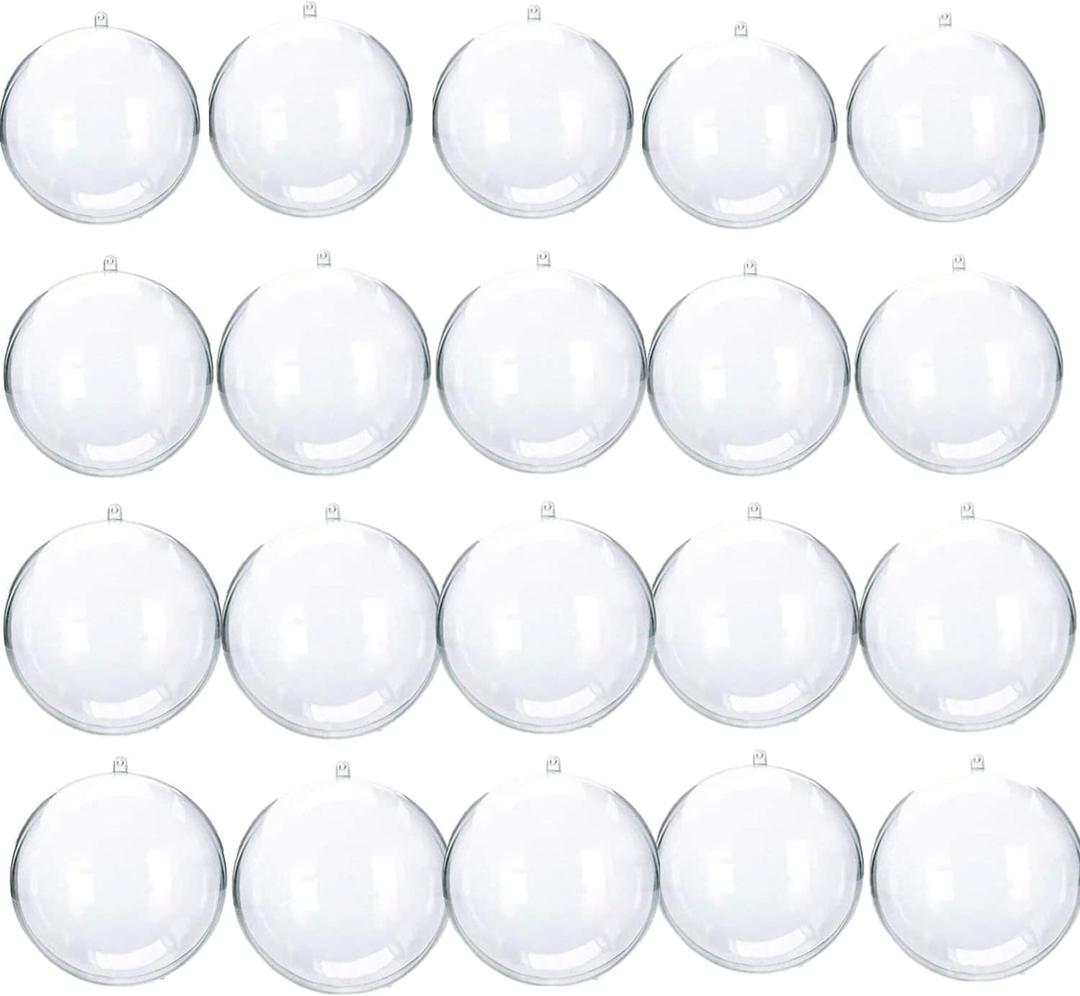 20 Pack Clear Plastic Fillable Ornaments - DIY Christmas Ornaments for Tree, Wedding, Party & Home Decor (60MM/2.36")