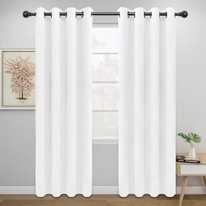 Curtains for Bedroom, Solid Thermal Insulated Grommet and Noise Reduction Window Drapes, Room Darkening Curtains for Living Room, 2 Panels (52x84 in,White)