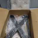 IBUYKE U-Shaped Linen Vanity Stool, Square Makeup Chair with X-Leg, Ottoman Seat Footrest Stool, Multi-Use as Small Side Table, for Bedroom, Living Room, Linen WBD018Y