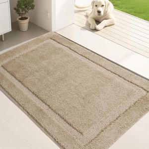 Door Mat Indoor Entrance, Dirt Trapper Entryway Rug with Non-Slip Rubber Backing, Washable Inside Front Entry Rugs, Super Absorbent Doormat for Home, Dog Mat for Muddy Paw, (20" x 32", Black) (1'8" x 2'8" (Rectangular))