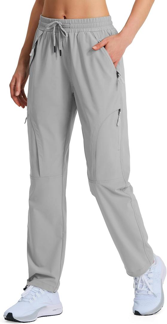 Hugut Women's Hiking Pants Quick Dry Lightweight Cargo Pants UPF 50 Water Resistant Zipper Pockets Golf Travel Work Camping (Large)