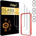 Ailun 3 Pack Screen Protector for iPhone 16 [6.1 inch] + 3 Pack Camera Lens Protector with Installation Frame,Case Friendly Tempered Glass Film,[9H Hardness][Not for iPhone 16e/16 Pro/Plus/Pro Max]