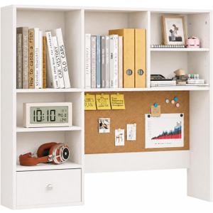Desk Hutch Dorm with Cork Board, Shelves and Drawer