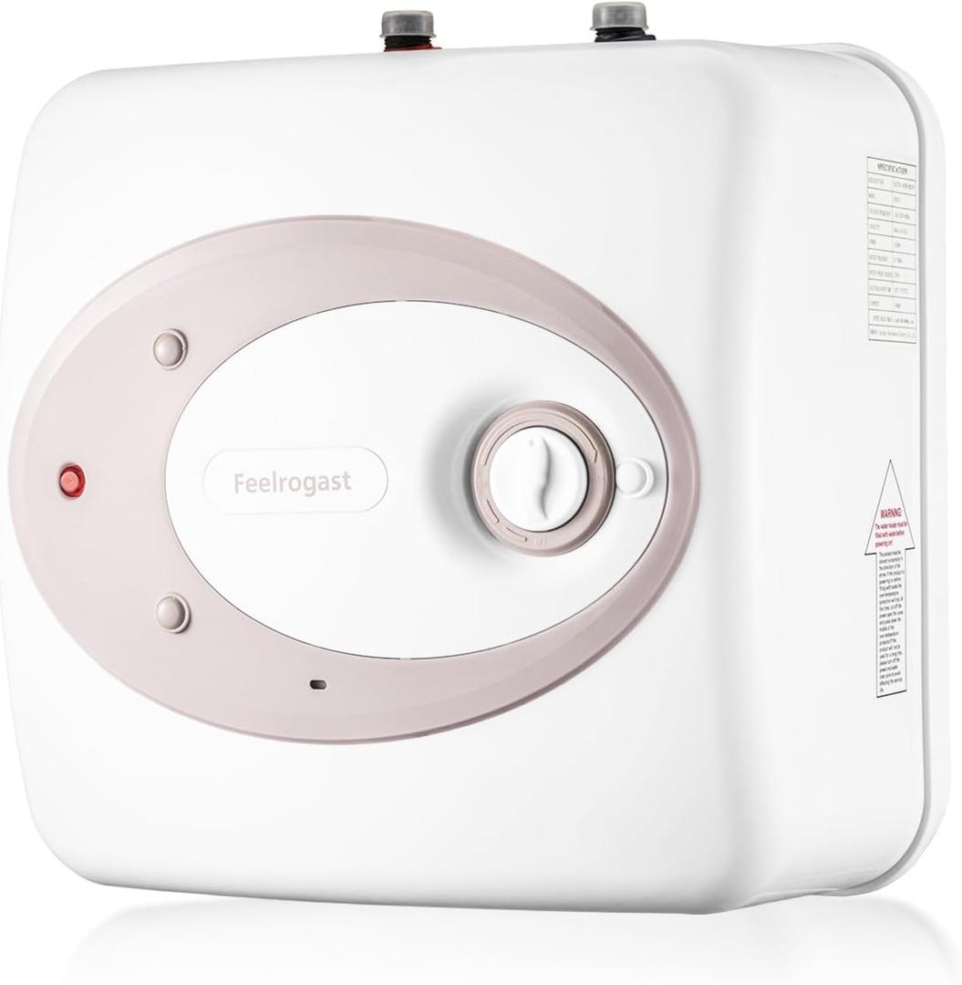 Electric Tank Water Heater-8 Gallon Under Sink Instant Hot Water for RV, Camper, Kitchen, Food Truck, 120V 1500W, Dusty Rose, Wall or Floor Mounted Electric Tank Water Heater-8 Gallon Under Sink Instant Hot Water for RV, Camper, Kitchen, Food Truck, 120V 1500W, Dusty Rose, Wall or Floor Mounted