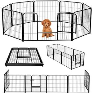 NEWBULIG Dog Playpen 8 Panels 24" Height Foldable Heavy Duty Metal Dog Exercise Playpen Puppy Fence for Indoor Outdoor Yard