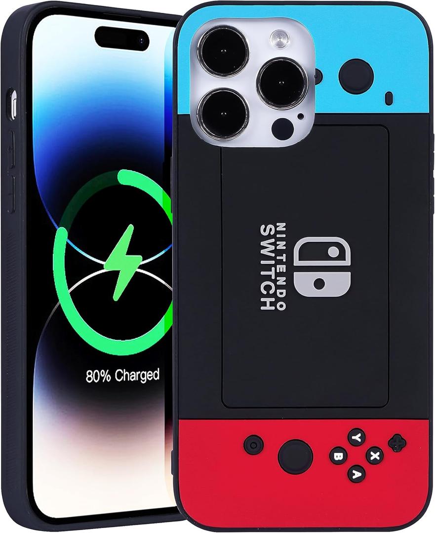 ZBDLXMD Designed for iPhone 15 Case for Boys Kids Men, 3D Cool Video Game Controller Button Type Personalized Full Body Full Camera Protection Protective Cover Soft Cute-Blue