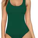 MANGOPOP Women's Tank Top Bodysuit Scoop Neck Sleeveless Body suit Sexy Backless Ribbed Tops, M