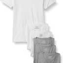 Amazon Essentials Men's V-Neck Undershirt, Breathable Cotton, Pack of 6, Medium Grey Heather/White, Large