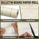 Inkspire White Wood Bulletin Board Paper Roll,14.8FTx47IN Large Reusable Waterproof Erasable Classroom Wall Background Backdrop Paper,Fade-Resistant Fabric Wrapping School Decors Teacher Supplies, 177.6" x 47"