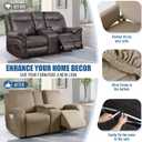 TAOCOCO Recliner Loveseat Cover with Middle Console 4 Pieces Recliner Sofa Cover Polyester Fabric Stretch Loveseat Reclining Sofa Covers (Taupe, 2 Seat Recliner Cover with Console)