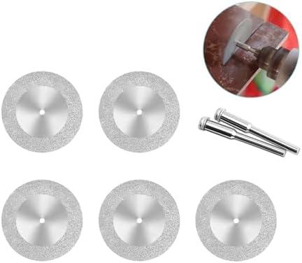 YAFIYGI Diamond Cutting Wheel Discs 5Pcs 60mm with Mandrels 1/8 Inch Shank Stone Blade Small Rotary Tool Ideal for Cuts Glass Plastic Jade Metal Stone Tile Tiles Marble Rotary Cutter (2.36in) 2 Pack