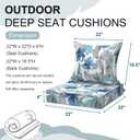 DYTXIII Outdoor Deep Seat Cushion Set, Water Repellent 22"x22" Patio Thick Cushions Replacement with Seat & Back Pillow for Patio Sofa, Wicker Chair, Couch - Clemens Noir Blue, 22"x22"x4"