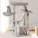 Taoqimiao Cat Tree,38.2-Inch Cat Tower for Indoor Cats,Suitable for Kittens with Luxurious cat condo with Adjustable Baskets and Luxurious Perch Light Gray MS029SW