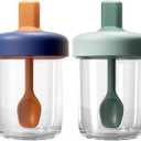 2 Pack Overnight Oats Containers with Lids and Spoons, 13.5 oz Breakfast Yogurt Cup to Go, for Milk, Cereal, Oatmeal (Blue+Green)