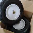 GICOOL 4.80/4.00-8" Wheelbarrow Tire, 16" Flat-Free Solid Tire and Wheel, 3" Centered Hub, 5/8" Axle Bore Hole, for Garden Wagon Cart Trolley Dolly Lawn Mover Go Kart Replacement (2 Pack)