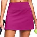 SANTINY 14" Skorts for Women with 2 Pockets High Waisted A Line Casual Pickleball Golf Skort Athletic Tennis Skirt (Rose_S)