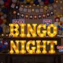 Honoson 10 Pcs Bingo Night Decorations Lights up Sign 6.42 Inch Bingo Theme LED Neon Sign Marquee Lights Supplies for Family Game Night Birthday Party Decor