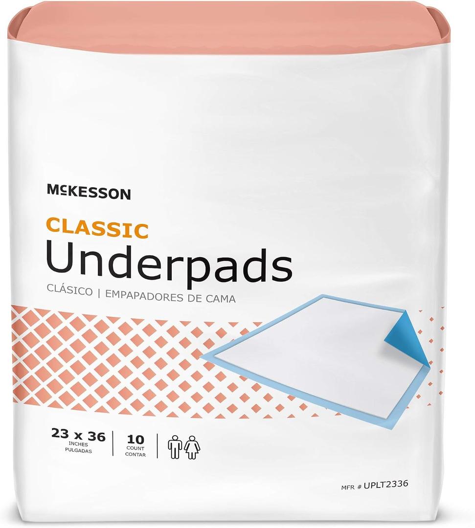 McKesson Classic Underpads, Incontinence Bed Pads 23" x 36" [150 Count], Light Absorbency, Disposable Chux Pads for Adults, Elderly, and Baby, Pee Pads