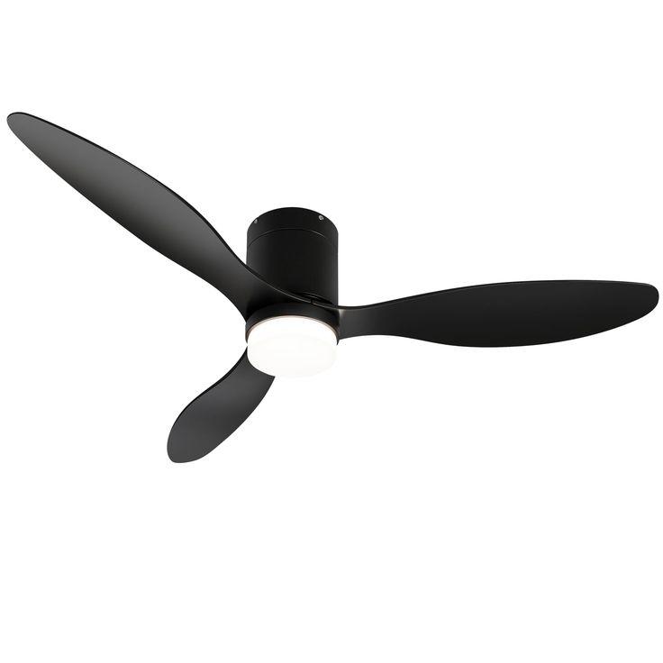 Nogcew Black Ceiling Fans with Lights, 52 inch Flush Mount Ceiling Fan with Remote Control, Tri-Color Temperature, Reversible, Dimmable, Noiseless, Low Profile Ceiling Fan for Bedroom, Living Room