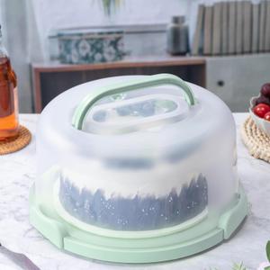 10in Plastic Cake Carrier with Handle, Round Cake Holder with Lid Pink Cake Container for 6in/8in/10in Cake(green)