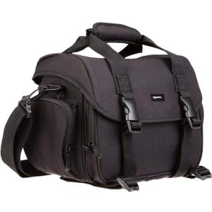 Amazon Basics Large DSLR Gadget Bag for Camera Storage with Shoulder Strap, Black with Grey Interior