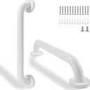 Shower Grab Bar, 2 Pack 16 Inch White Bathroom Safety Bar, 1.25" Diameter 304 Stainless Steel Grab Bars for Bathtubs and Showers, Handicap Shower Grab Bar for Seniors Elderly