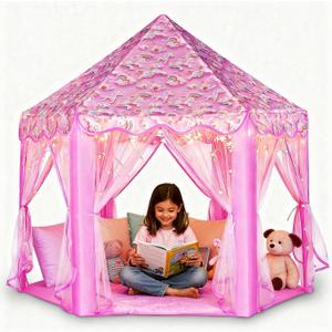 Lafyette. Princess Tent for Girls, Large Kids Playhouse Castle Play Tent with Star Lights, Indoor Outdoor Playhouse for Children, Fun Toy Tent for Girls Boys Toddlers, Playroom Birthday Gift