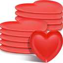 10 Pcs 9.5 Inch Heart Shaped Melamine Plates Dinner Plates Heart Dinnerware Dishes for Valentines, Birthdays, Bridal Showers, Baby Showers (Red)